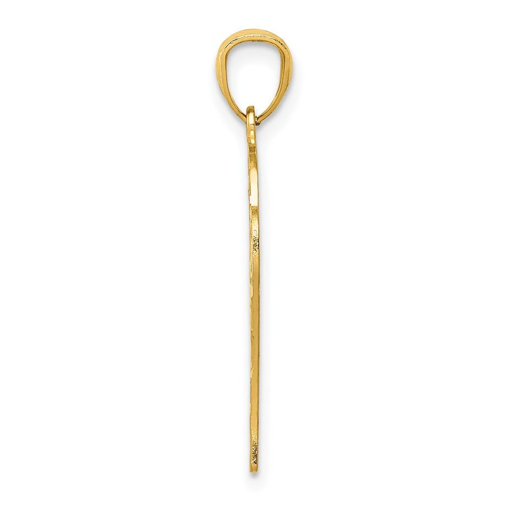 14k Yellow Gold Diamond Cut Basketball Hoop and Ball Pendant
