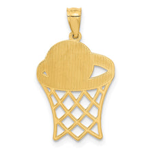 14k Yellow Gold Diamond Cut Basketball Hoop and Ball Pendant