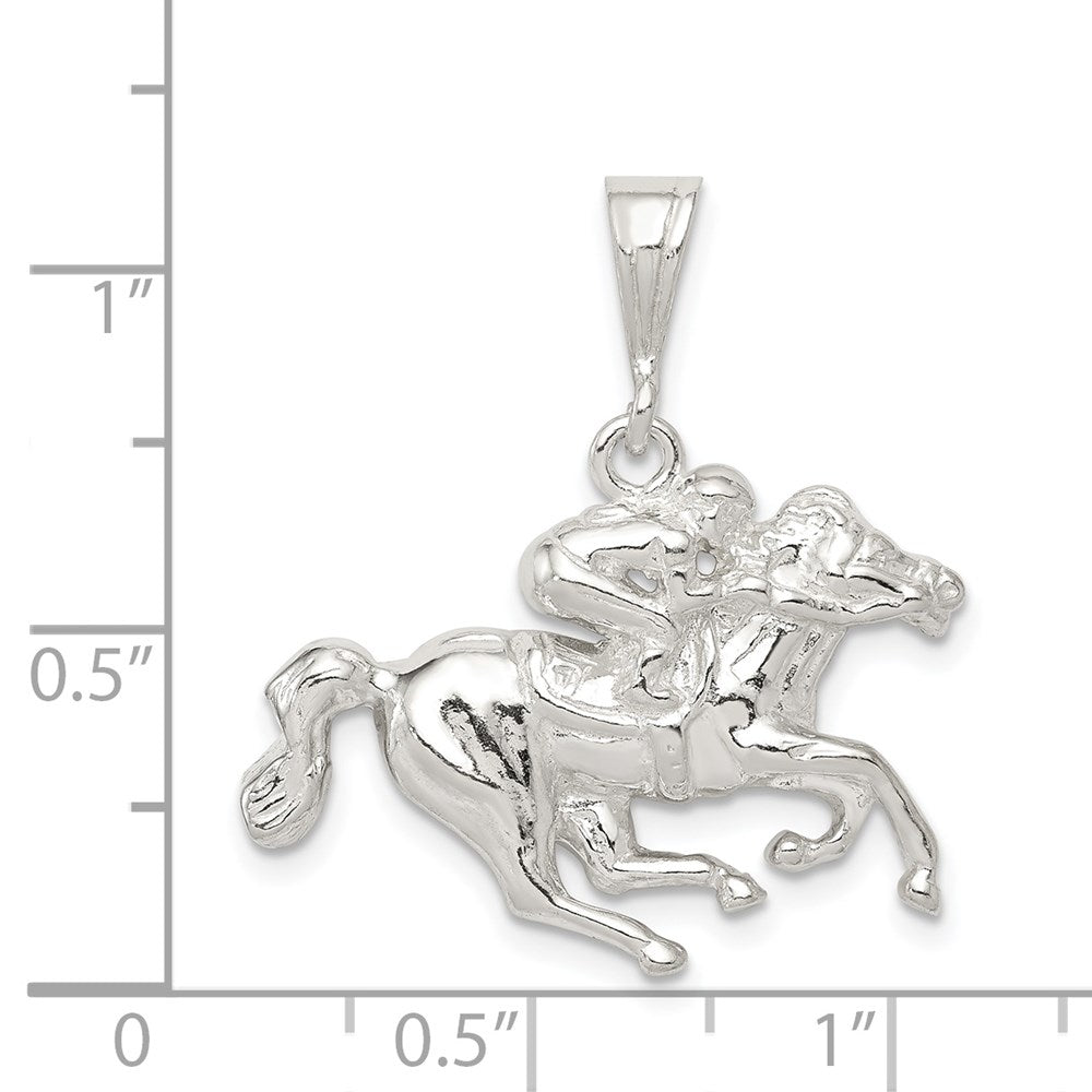 Sterling Silver Race Horse and Jockey Pendant
