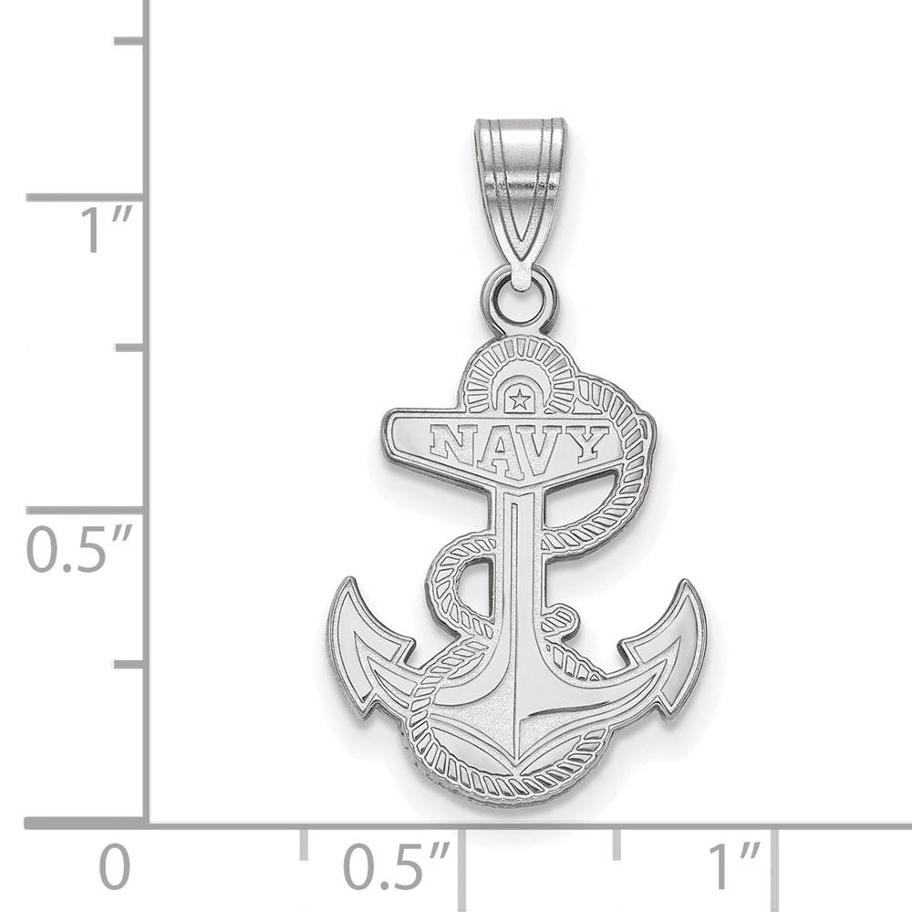 Sterling Silver U.S. Navy Large Pendant Necklace