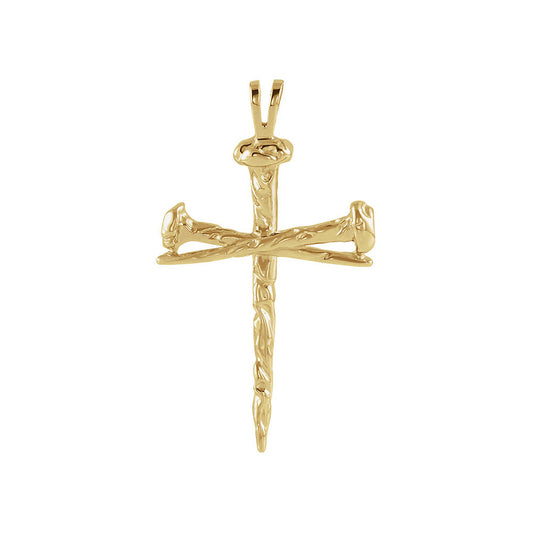 Men's 14k Yellow Gold Polished Nail Cross Pendant