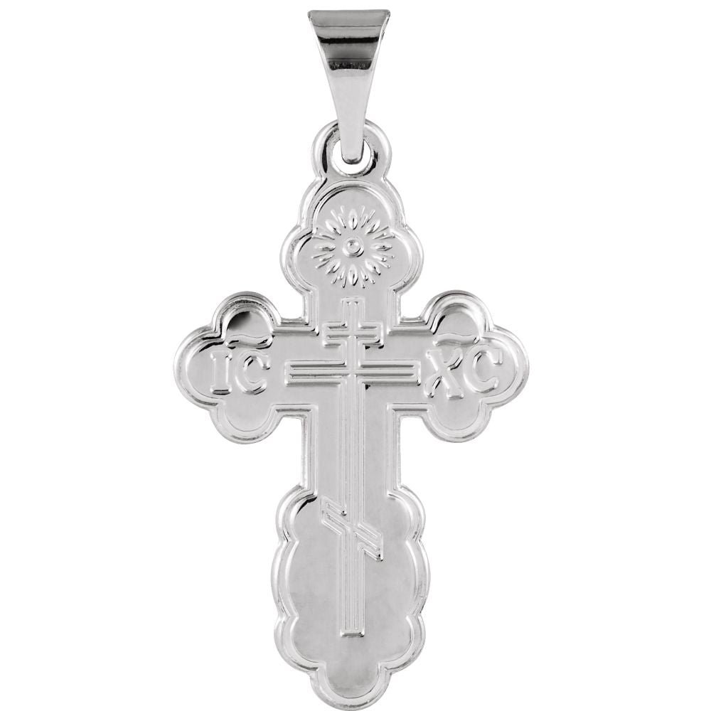 14k White Gold St. Olga Orthodox Cross Pendant