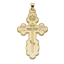 14k Yellow Gold Eastern Orthodox Cross Pendant