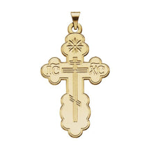 14k Yellow Gold Eastern Orthodox Cross Pendant
