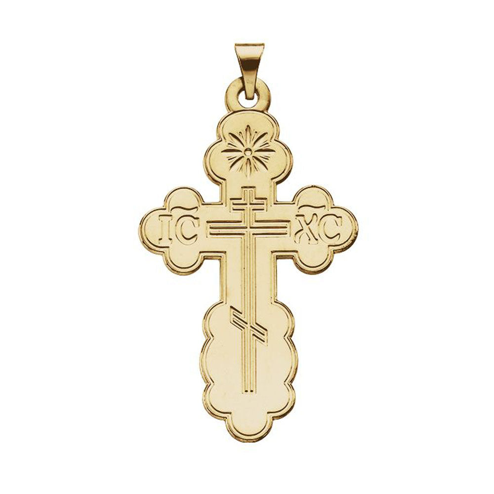 14k Yellow Gold Eastern Orthodox Cross Pendant