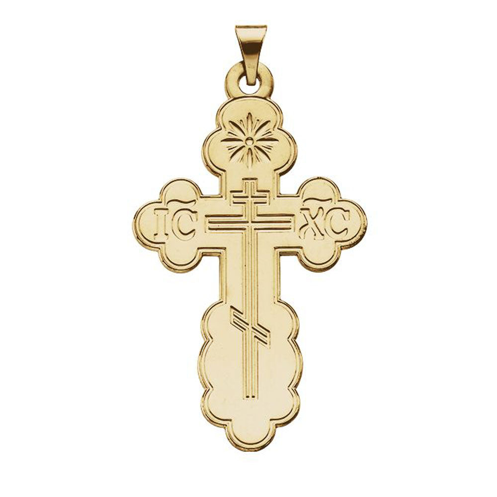 14k Yellow Gold Eastern Orthodox Cross Pendant