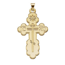 14k Yellow Gold Eastern Orthodox Cross Pendant