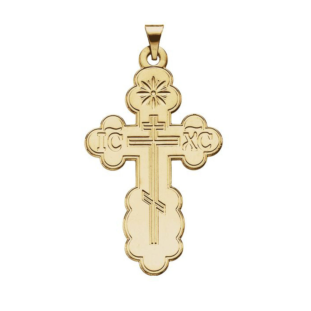14k Yellow Gold Eastern Orthodox Cross Pendant
