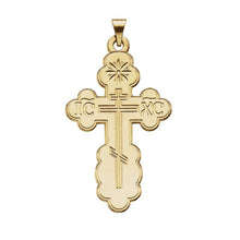 14k Yellow Gold Eastern Orthodox Cross Pendant
