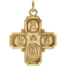 14k Yellow Gold Four-Way Cross Medal Charm or Pendant