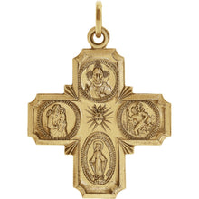 14k Yellow Gold Four-Way Cross Medal Charm or Pendant
