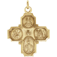 14k Yellow Gold Four-Way Cross Medal Charm or Pendant