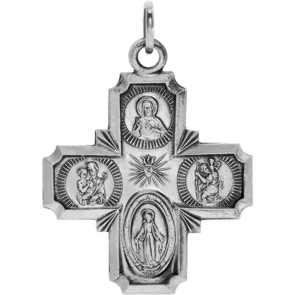 Sterling Silver Four-Way Cross Medal Pendant
