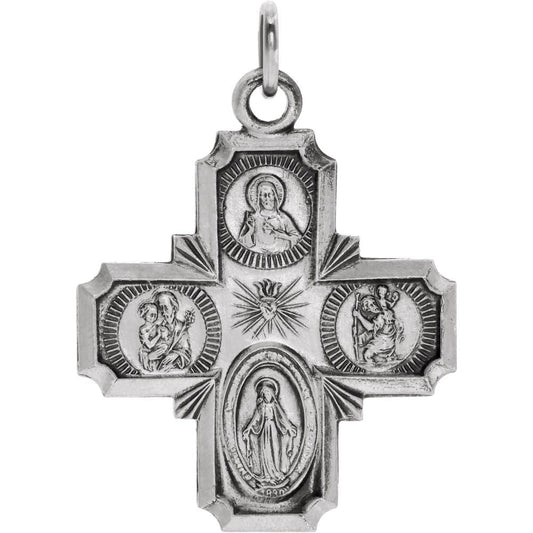 Sterling Silver Four-Way Cross Medal Pendant