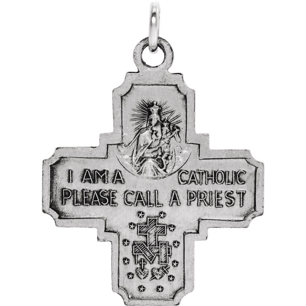 Sterling Silver Four-Way Cross Medal Pendant