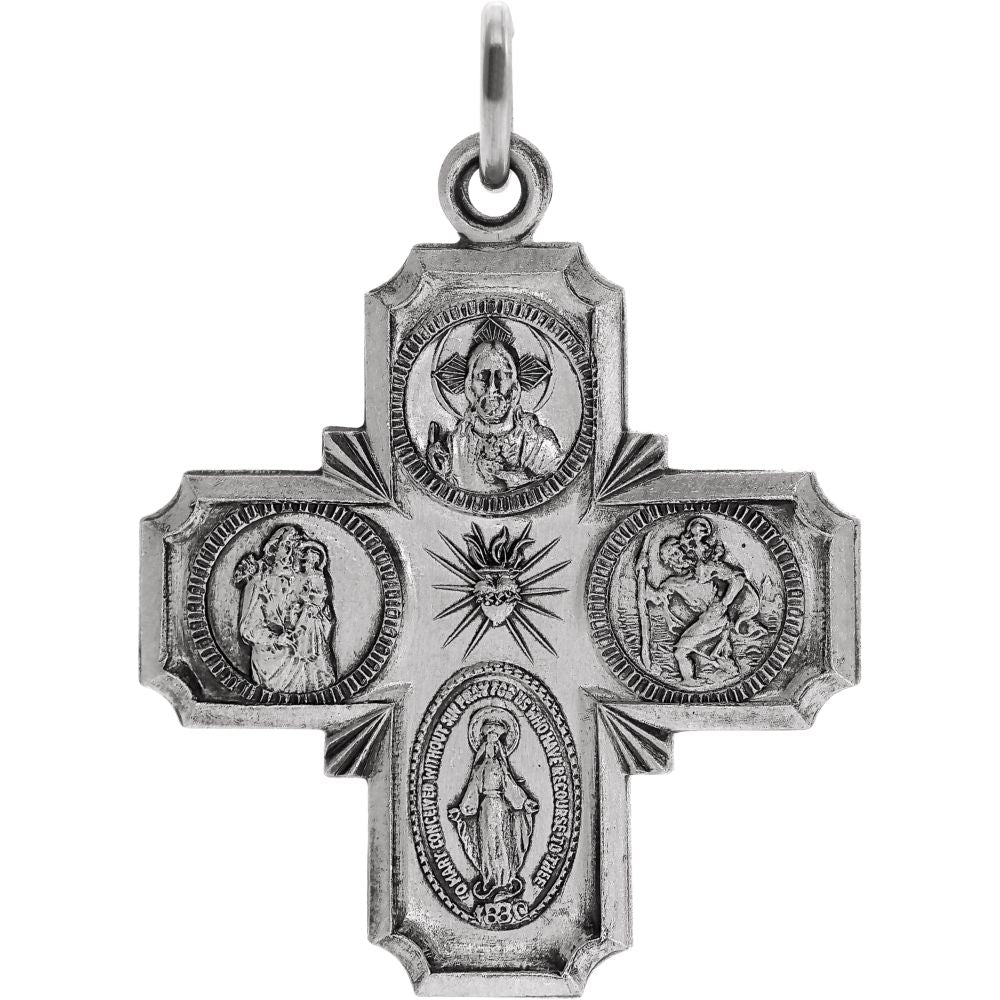 Sterling Silver Four-Way Cross Medal Pendant