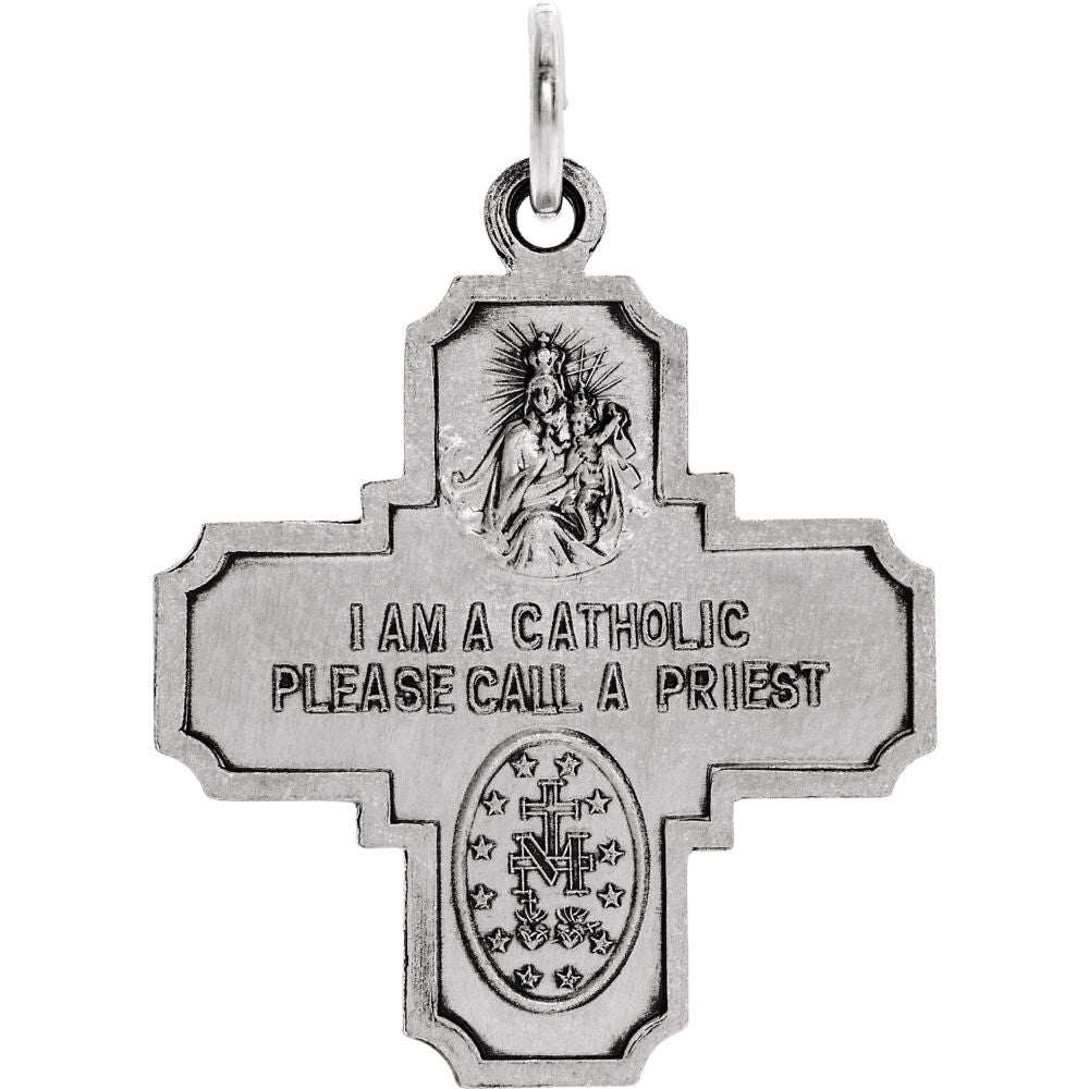 Sterling Silver Four-Way Cross Medal Pendant