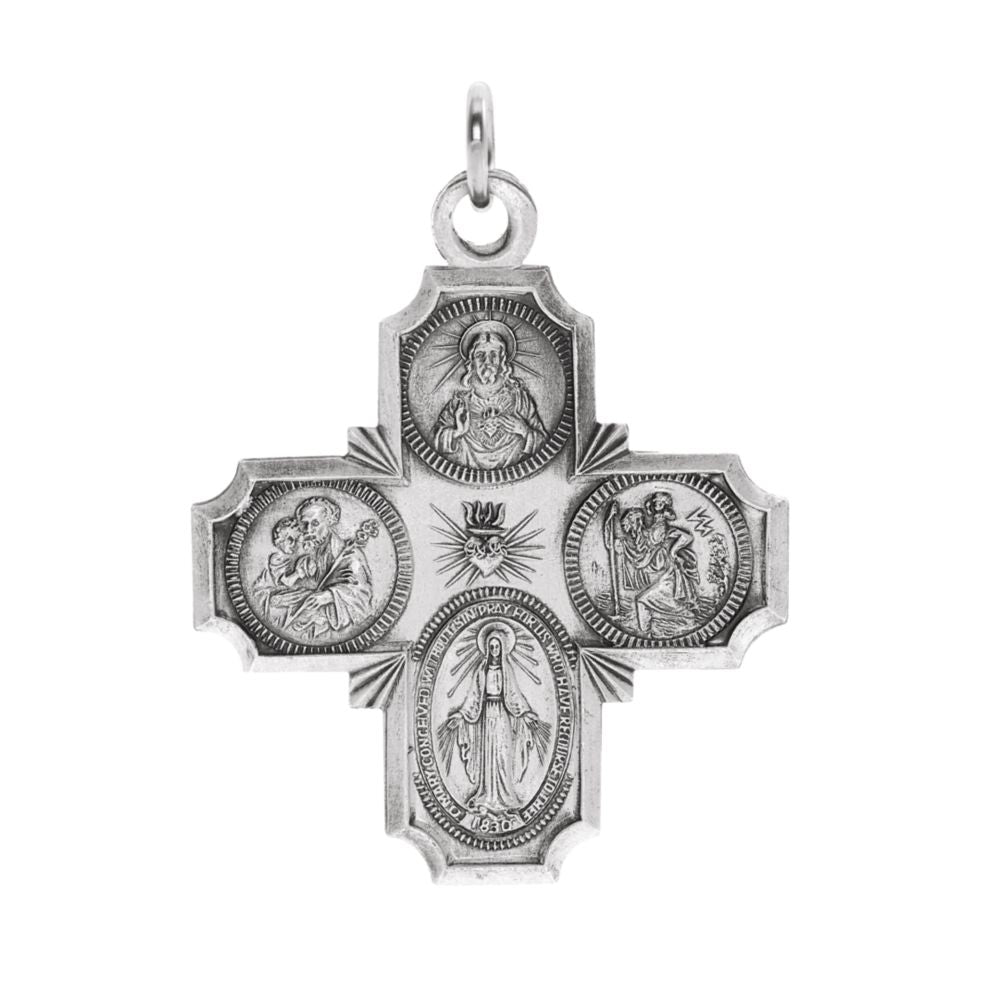 Sterling Silver Four-Way Cross Medal Pendant