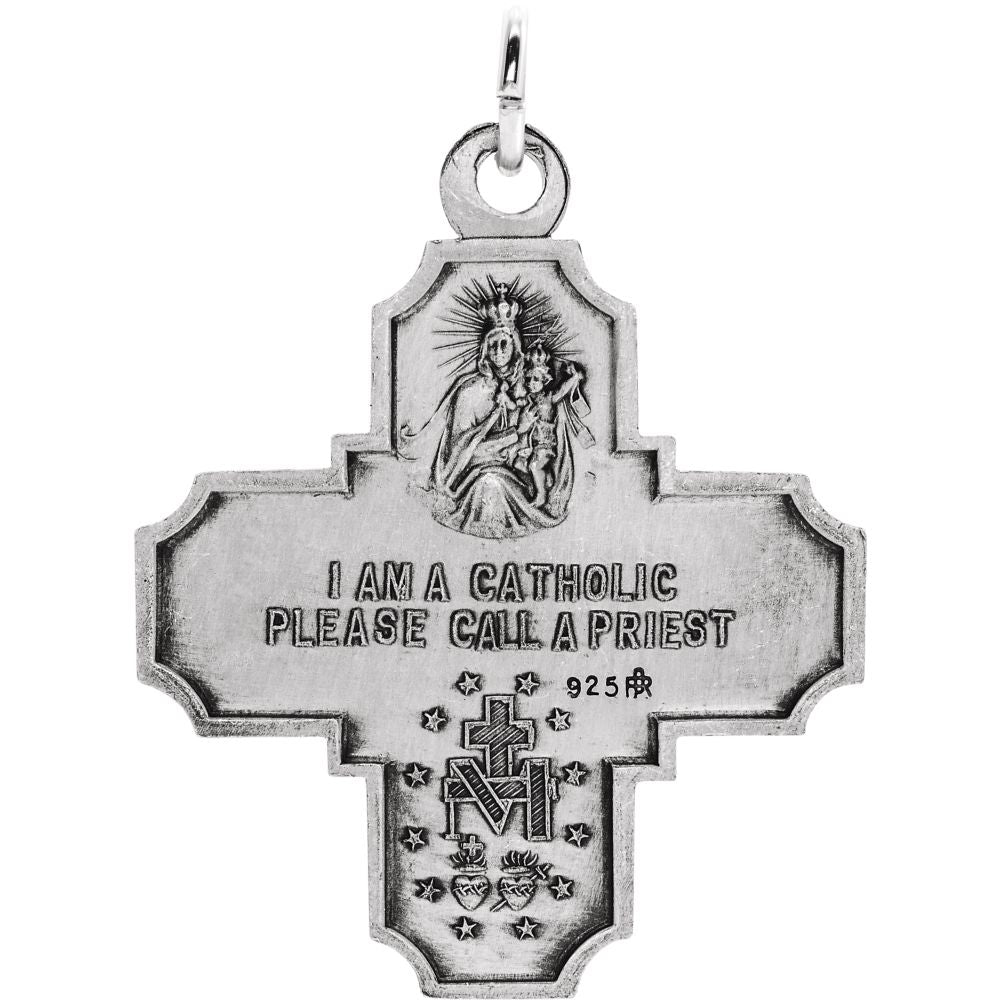 Sterling Silver Four-Way Cross Medal Pendant