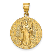 14k Yellow Gold Solid San Benito 2 Sided Medal Pendant, 10mm or 18mm