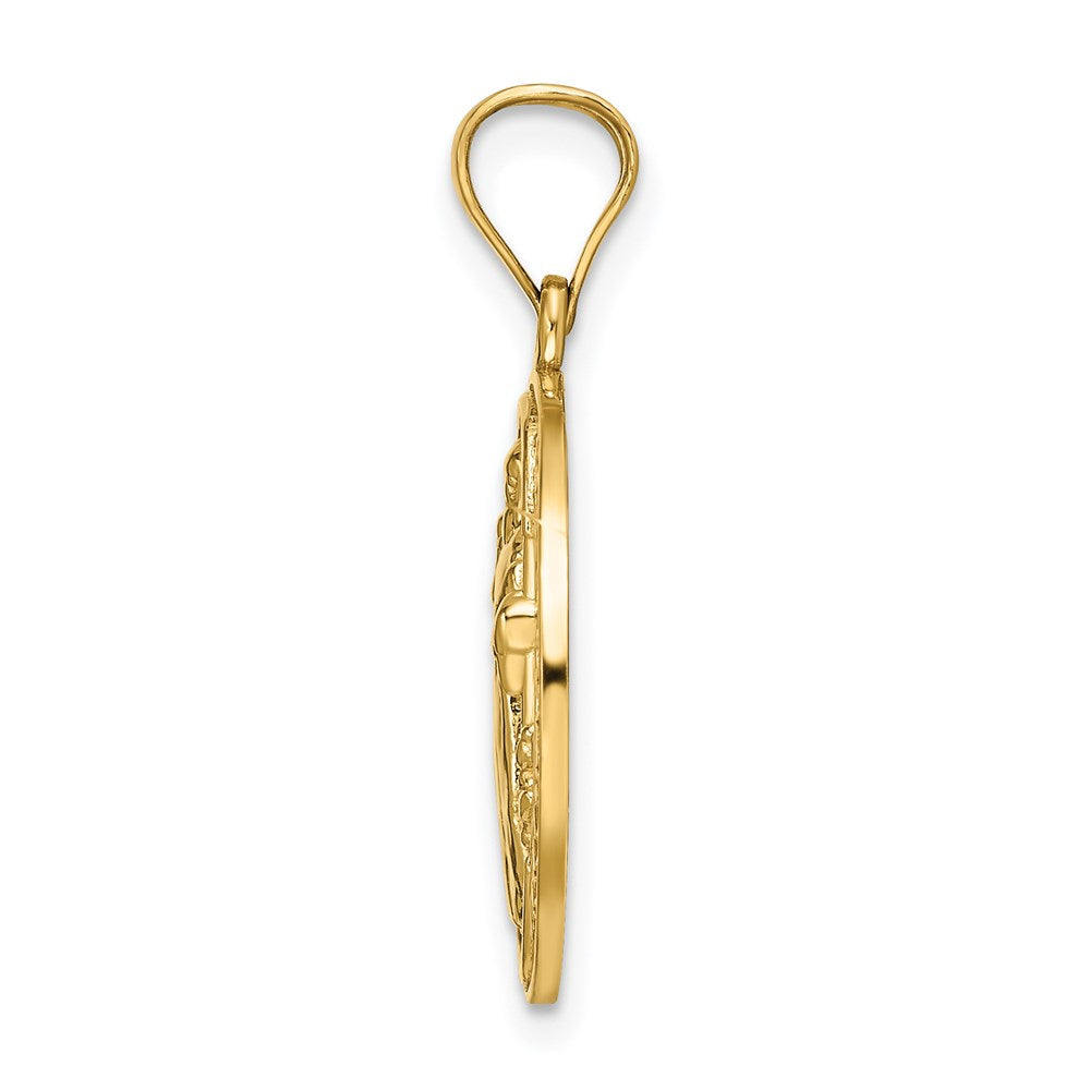 14k Yellow Gold Solid San Benito 2 Sided Medal Pendant, 10mm or 18mm
