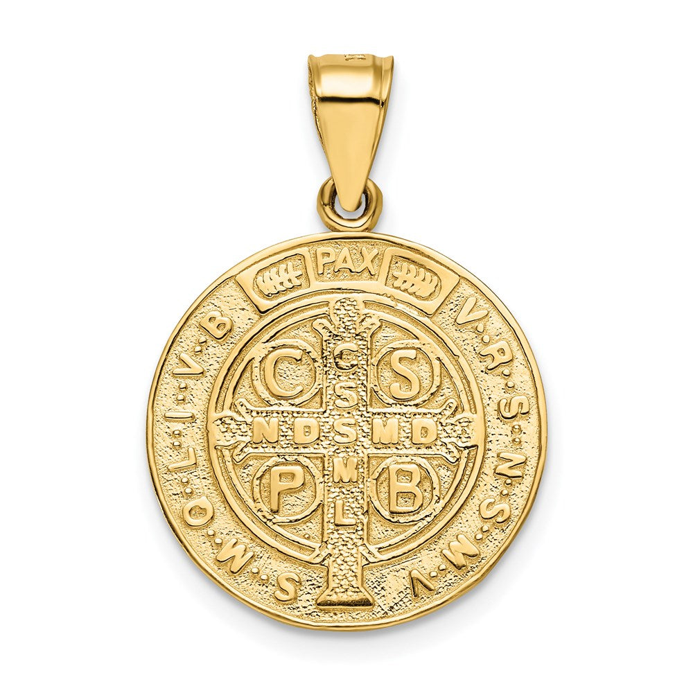 14k Yellow Gold Solid San Benito 2 Sided Medal Pendant, 10mm or 18mm