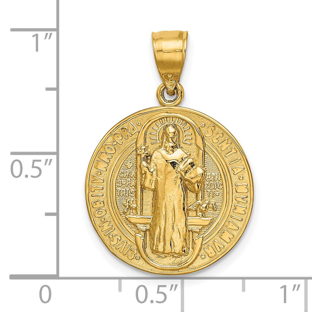 14k Yellow Gold Solid San Benito 2 Sided Medal Pendant, 10mm or 18mm