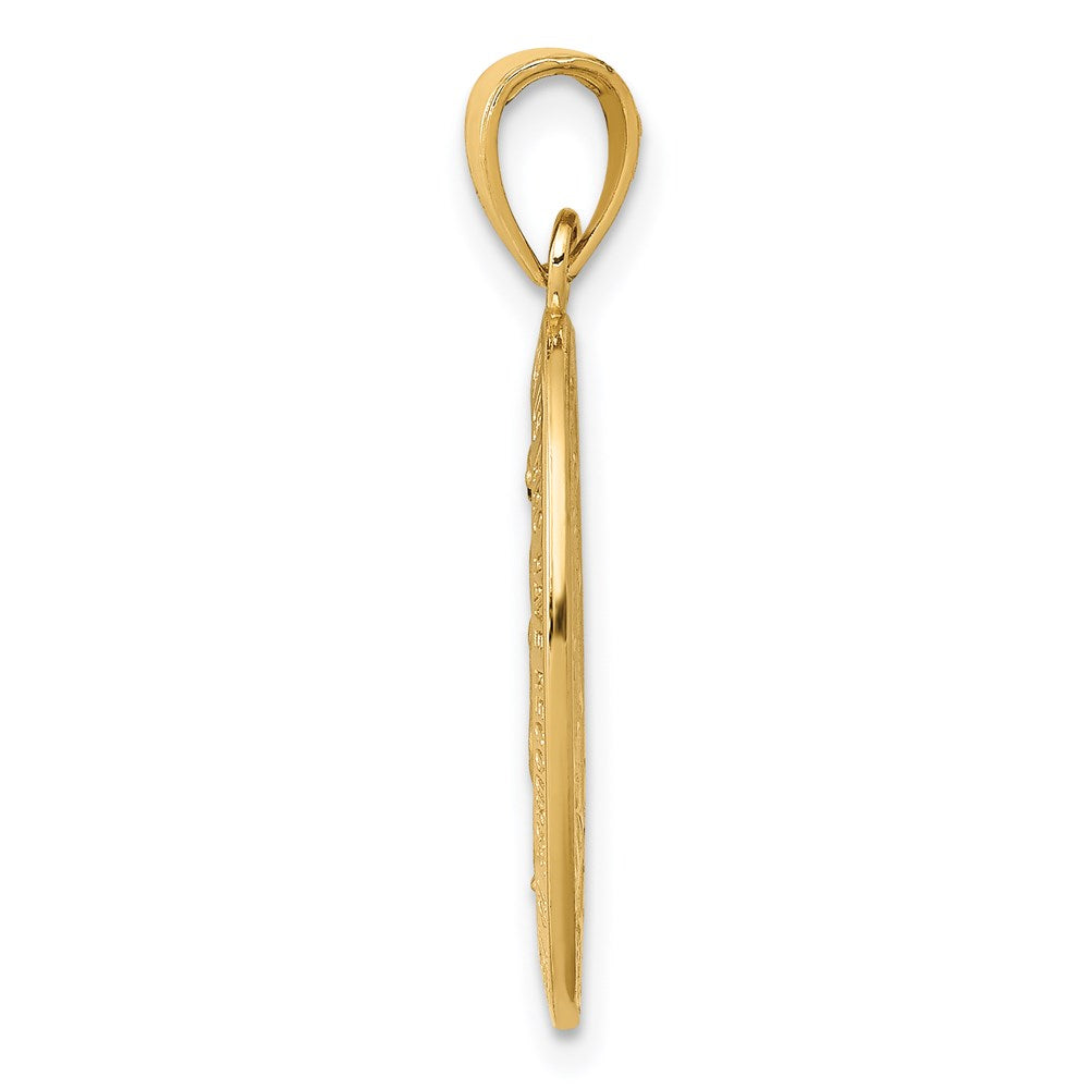 14k Yellow Gold, Solid Oval Miraculous Medal Pendant