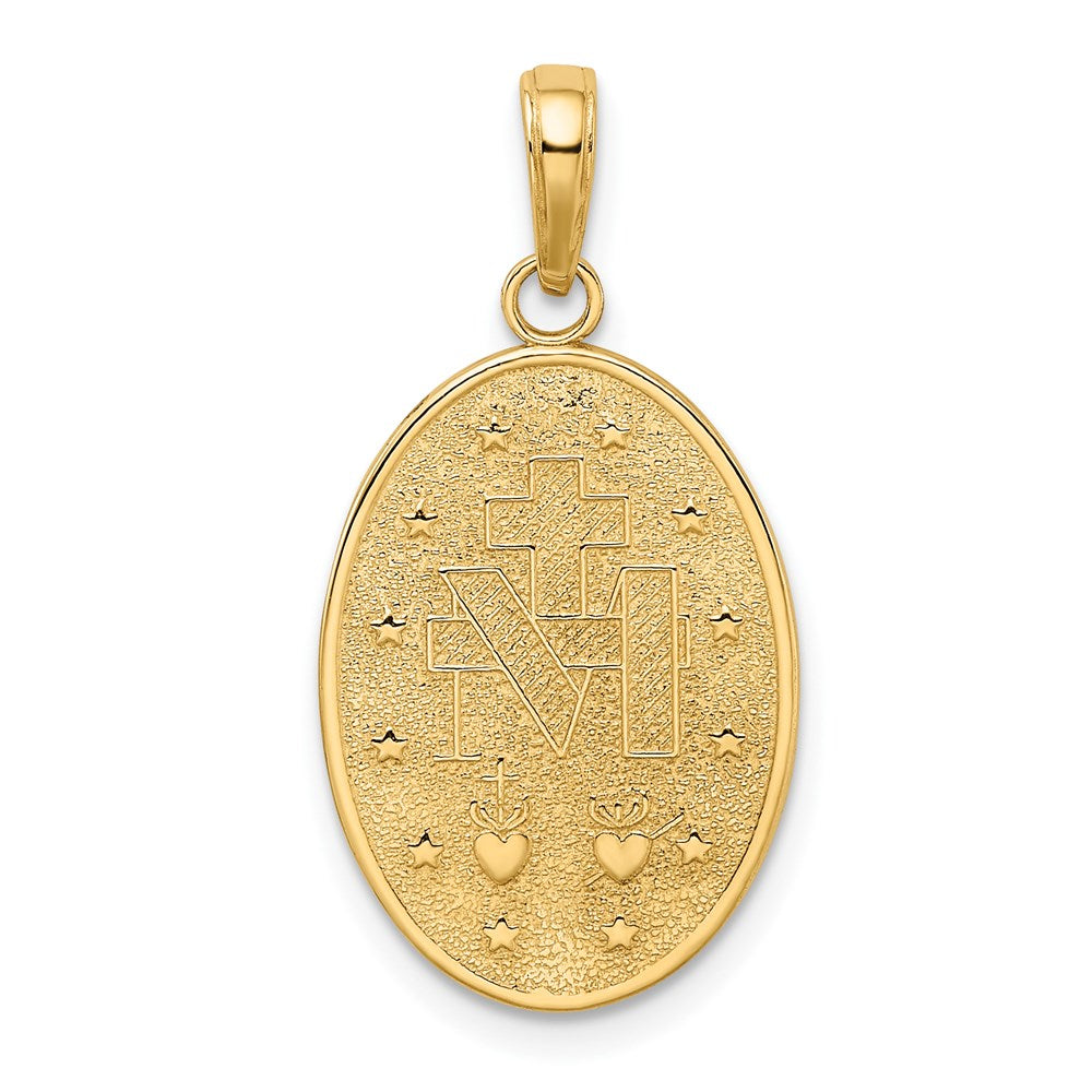 14k Yellow Gold, Solid Oval Miraculous Medal Pendant