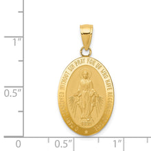 14k Yellow Gold, Solid Oval Miraculous Medal Pendant