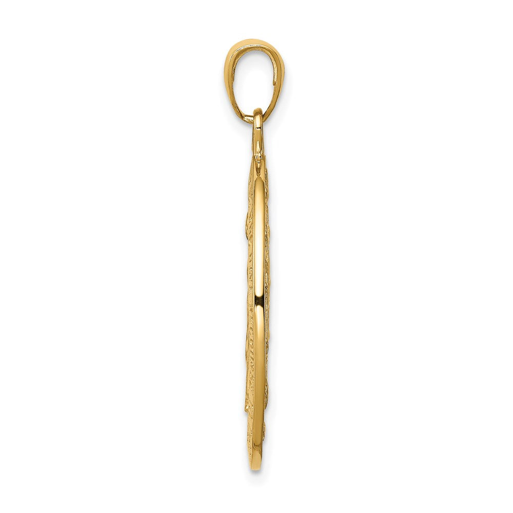 14k Yellow Gold, Solid Oval Miraculous Medal Pendant