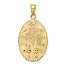 14k Yellow Gold, Solid Oval Miraculous Medal Pendant