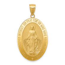 14k Yellow Gold, Solid Oval Miraculous Medal Pendant