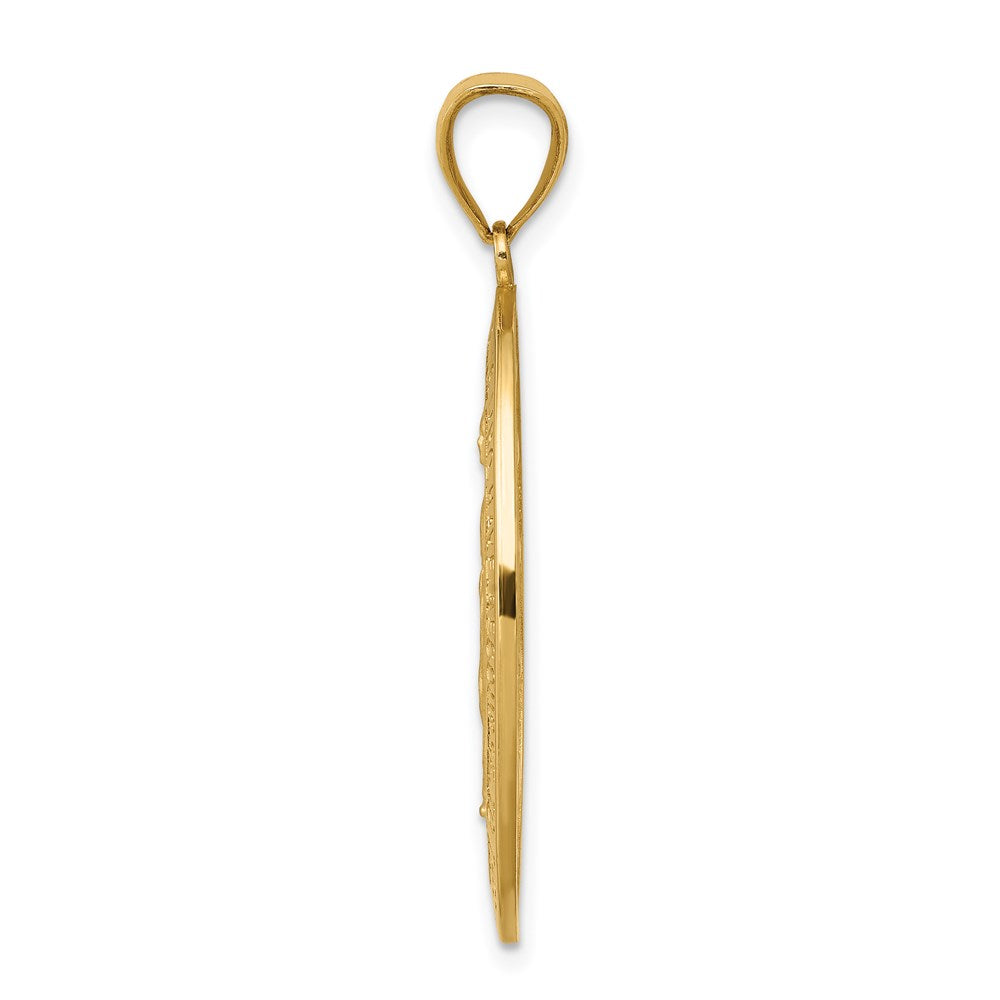 14k Yellow Gold, Solid Oval Miraculous Medal Pendant