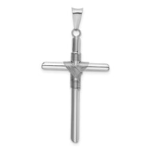 14k White Gold Hollow Tube Rope Cross Pendant