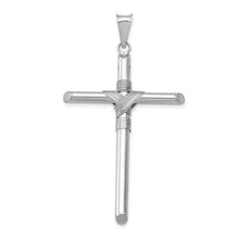 14k White Gold Hollow Tube Rope Cross Pendant
