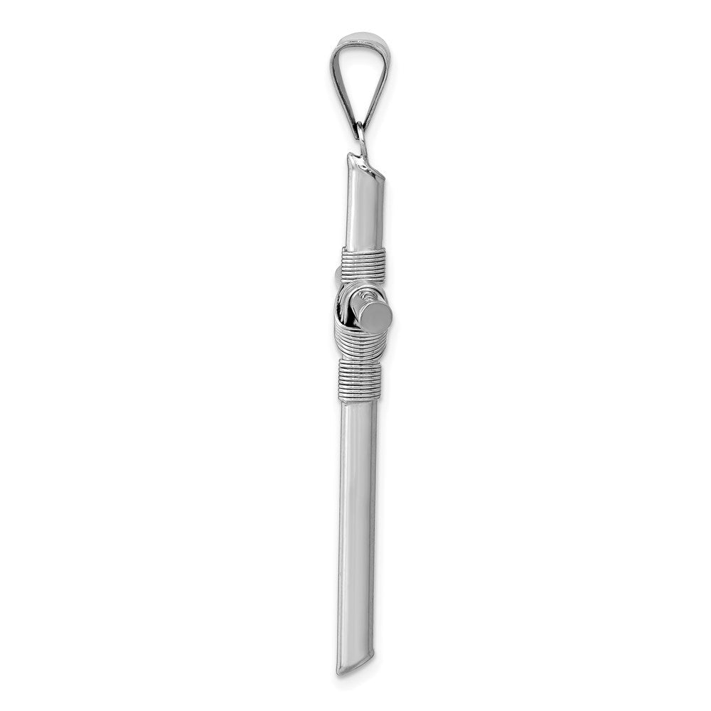 14k White Gold Hollow Tube Rope Cross Pendant