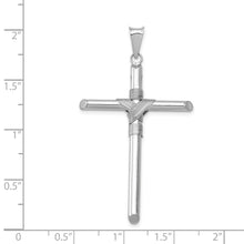 14k White Gold Hollow Tube Rope Cross Pendant