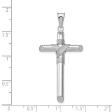 Men's 14k White Gold Hollow Tube Rope Cross Pendant