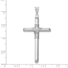 Men's 14k White Gold Hollow Tube Rope Cross Pendant