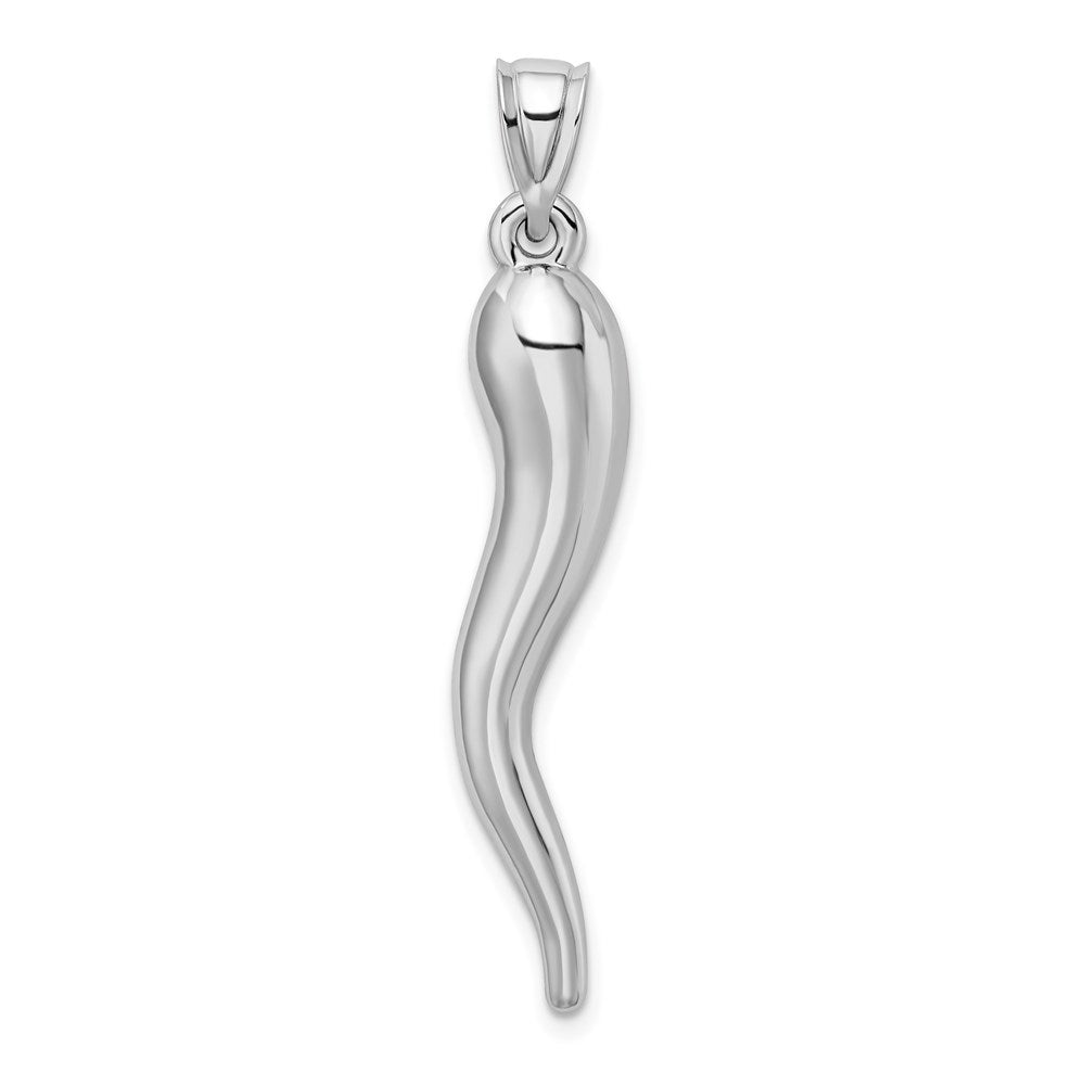 14k Yellow or White Gold Large Hollow Italian Horn Pendant, 7 x 42mm