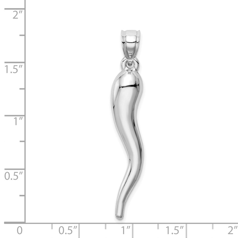 14k Yellow or White Gold Large Hollow Italian Horn Pendant, 7 x 42mm