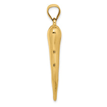 14k Yellow or White Gold Large Hollow Italian Horn Pendant, 7 x 42mm