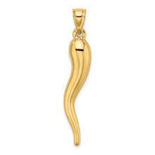14k Yellow or White Gold Large Hollow Italian Horn Pendant, 7 x 42mm