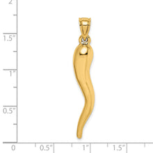 14k Yellow or White Gold Large Hollow Italian Horn Pendant, 7 x 42mm