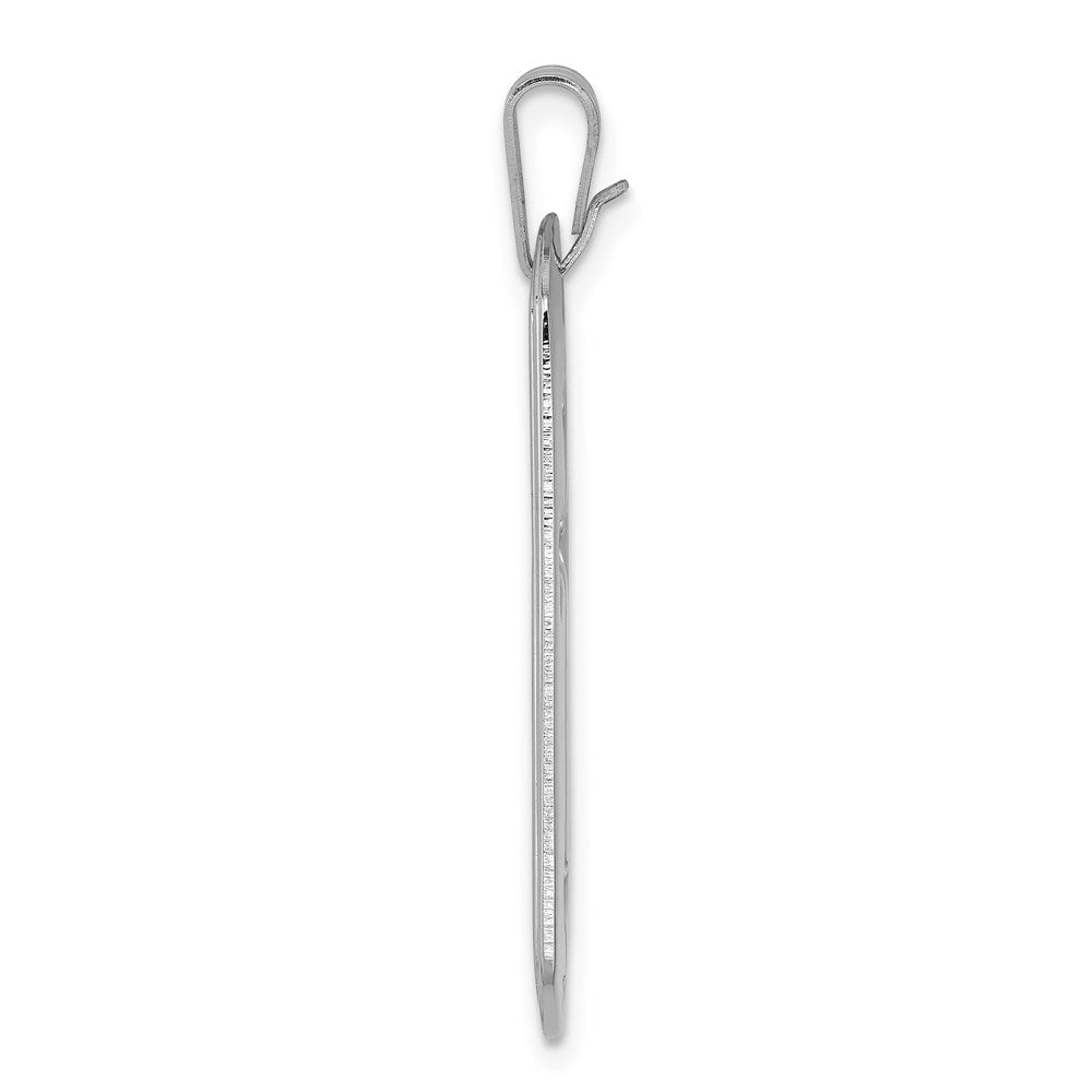 Rhodium Plated Sterling Silver Small Cross Dog Tag Pendant, 16 x 35mm