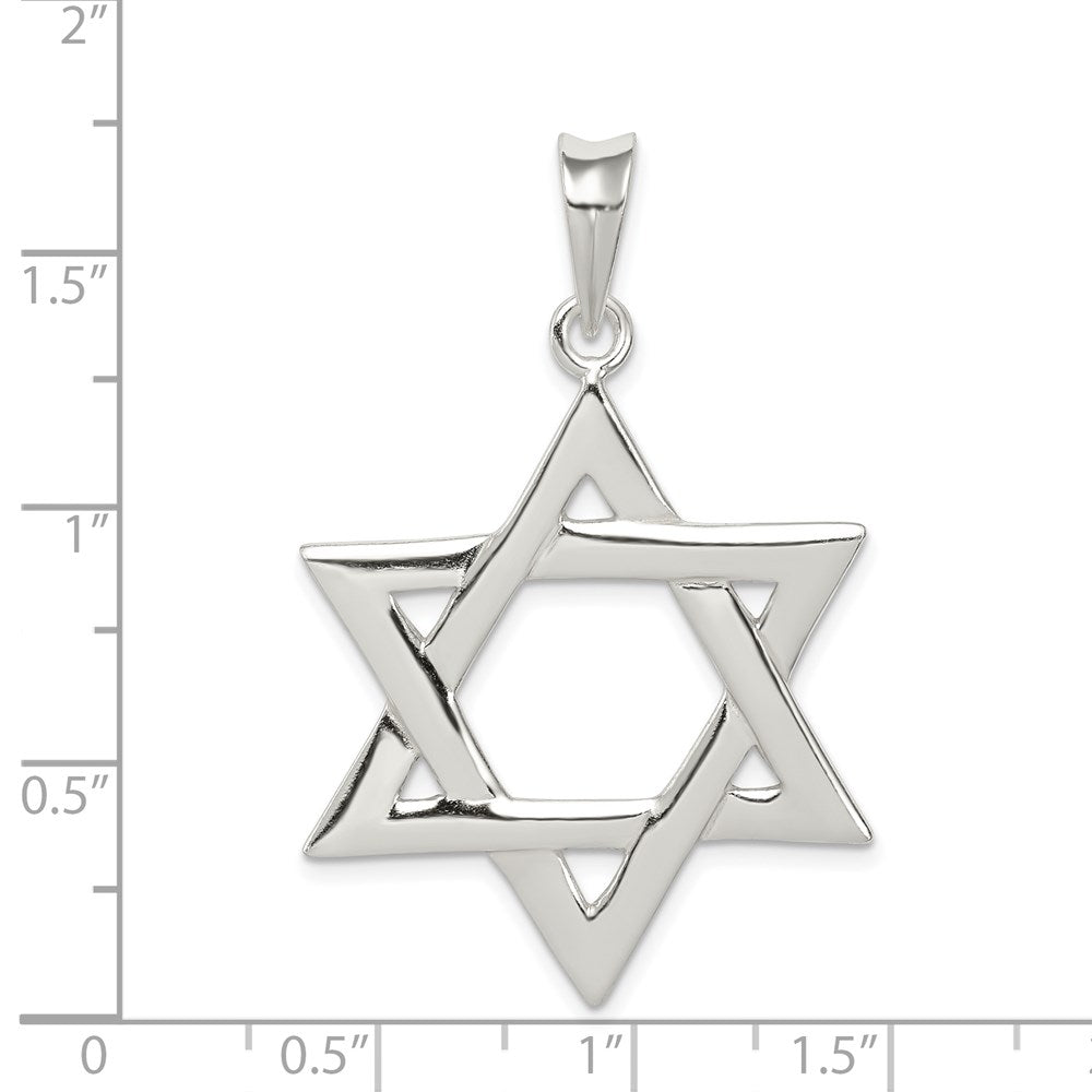 Sterling Silver Large Star Of David Pendant, 28 x 45mm