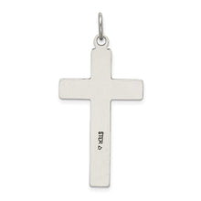 Sterling Silver Antiqued & Satin Solid Bordered Cross Pendant, 19x42mm