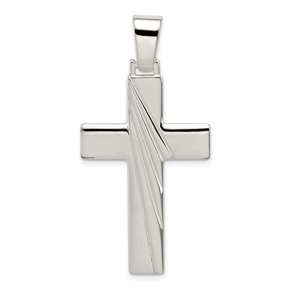 Sterling Silver Solid Polished Cross Pendant, 23 x 47mm