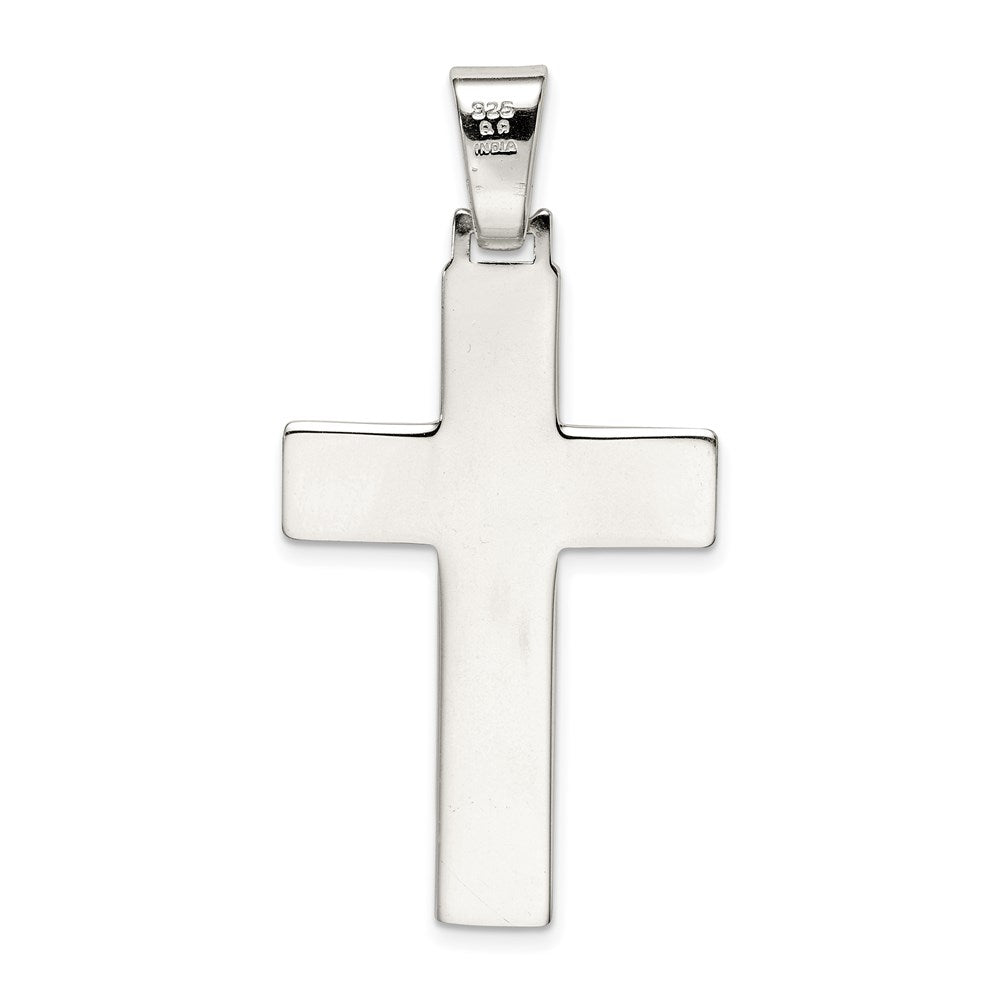 Sterling Silver Solid Polished Cross Pendant, 23 x 47mm